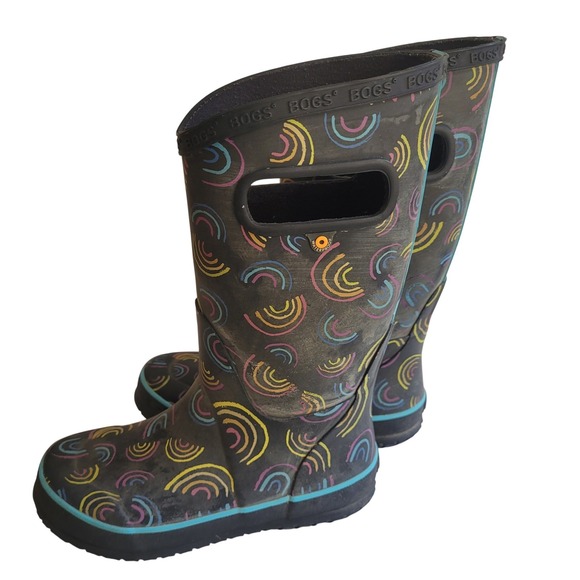 Bogs Other - Bogs Rain Boots Youth 1 Black Wild Rainbow Waterproof Pull On
